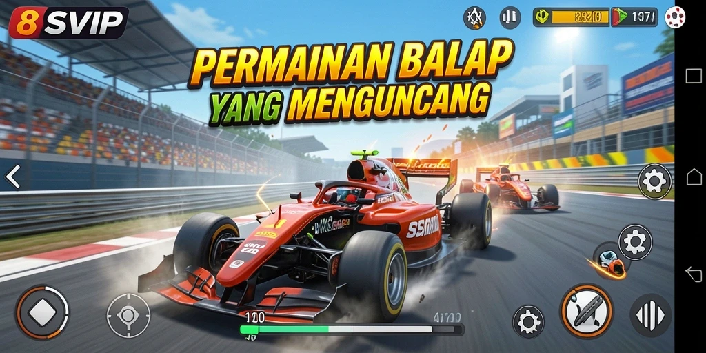 Screenshot utama dari gameplay balap yang seru di 8SVIP.