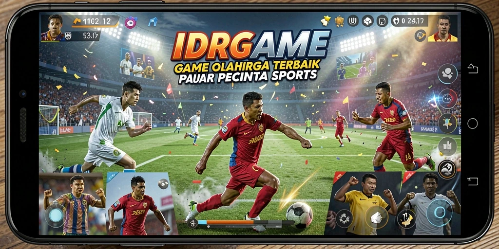 Screenshot utama IDRGAME menampilkan aksi seru permainan olahraga.