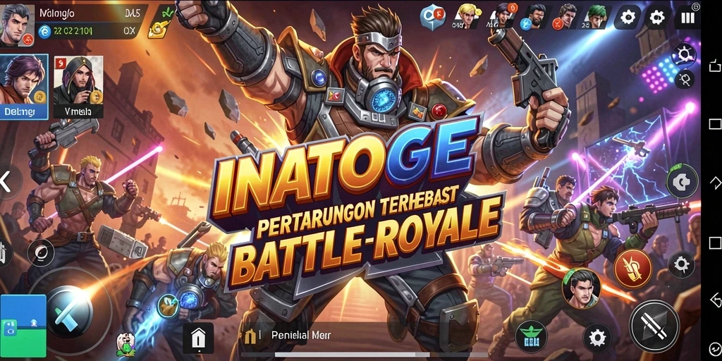 Screenshot menampilkan aksi seru dalam medan perang Battle Royale INATOGEL.
