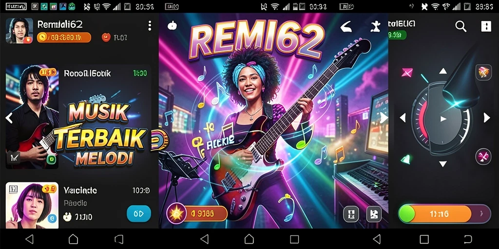 Tampilan Screenshot REMI62 menampilkan pengalaman gameplay musik yang interaktif.