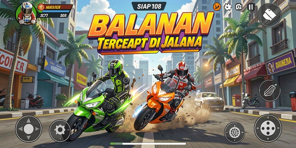 Tampilan gameplay SIAP108 dengan balapan yang mendebarkan.